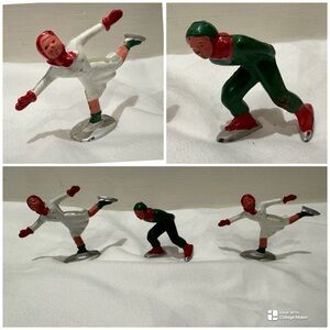 Vintage 40s/50s Barclay lead ice skater figurines 3pc set